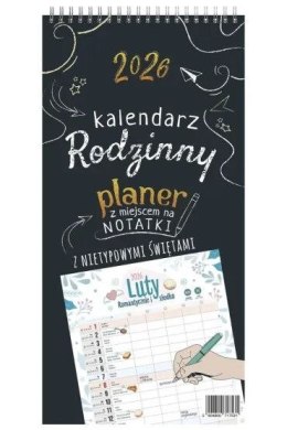Kalendarz książkowy (terminarz) A5 PLANER RODZINNY 228mm x 460mm Press (CZARNY) Press