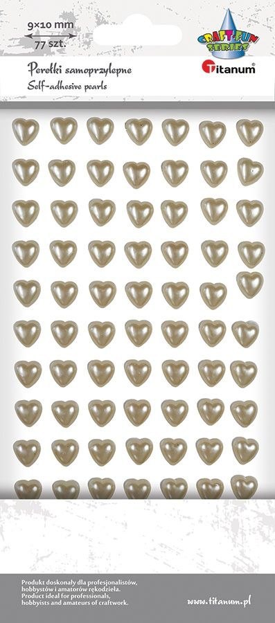 Perełki Craft-Fun Series samoprzylepne perełki serca białe Titanum Titanum