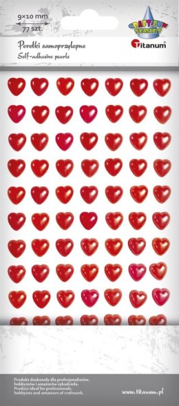Perełki Craft-Fun Series samoprzylepne serca Czerwony Titanum Titanum