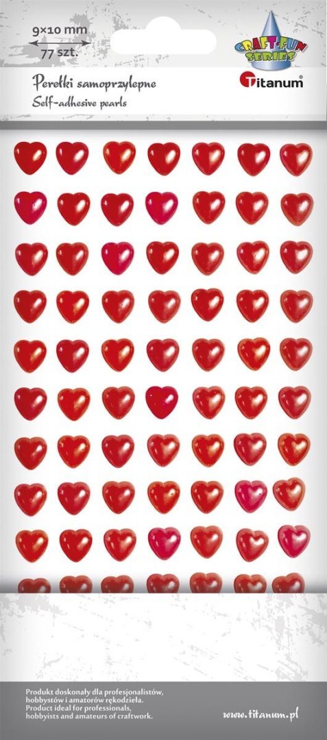 Perełki Craft-Fun Series samoprzylepne serca Czerwony Titanum Titanum