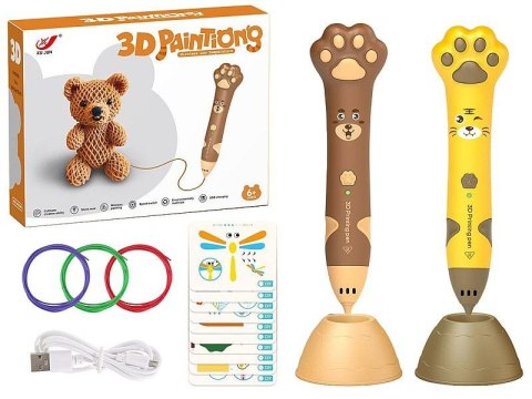 Zestaw kreatywny dla dzieci długopis 3D, z zestawem kolorowych wkładów, kabel USB Adar (625747) Adar