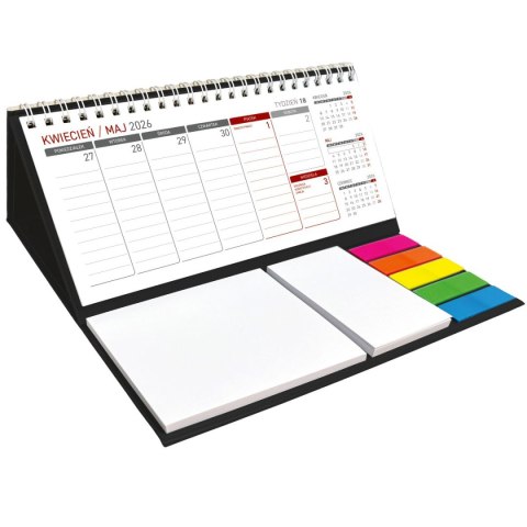 Kalendarz biurkowy tygodniowy MAXI biurkowy z notesem, spiralowany 210mm x 110mm Wydawnictwo Wokół Nas (KB 044 B czarny) Wydawnictwo Wokół Nas