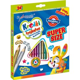 Kredki ołówkowe SUPER SIZE 5903235654633 24 kol. Bambino (trójkątne + temperówka) Bambino