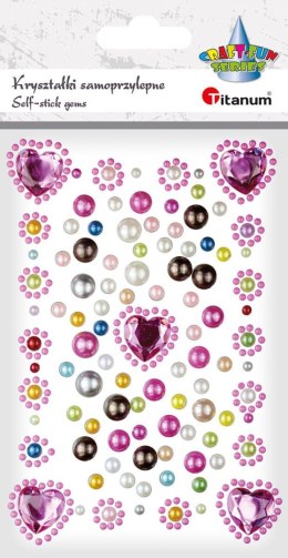 Kryształki Craft-Fun Series samoprzylepne serca, perełki mix Titanum Titanum