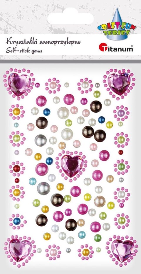 Kryształki Craft-Fun Series samoprzylepne serca, perełki mix Titanum Titanum