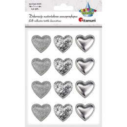 Ozdoba materiałowa Craft-Fun Series samoprzylepna Srebrne serduszka Titanum (BJ25042712) Titanum