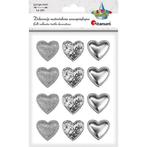 Ozdoba materiałowa Craft-Fun Series samoprzylepna Srebrne serduszka Titanum (BJ25042712) Titanum