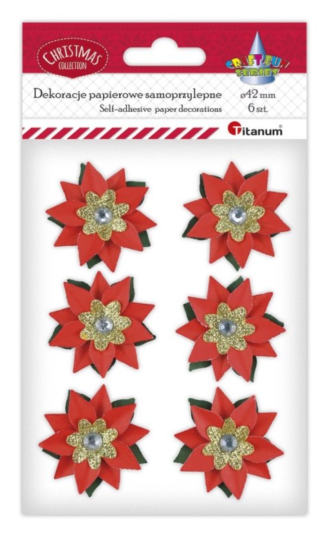 Ozdoba świąteczna Craft-Fun Series samoprzylepna papierowa poinsecje Titanum (25YX0514-7) Titanum