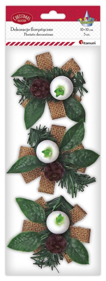 Ozdoba świąteczna Craft-Fun Series stroiki na jutowej wstążce Titanum (25YX0514-5) Titanum
