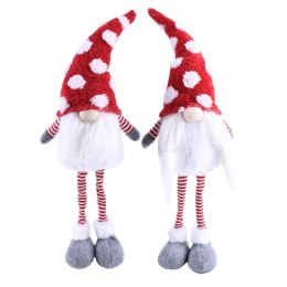 Ozdoba świąteczna gnom z brodą i czapką w kropki 18x10x55 Home And Garden (6854) Home And Garden