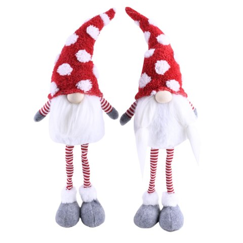 Ozdoba świąteczna gnom z brodą i czapką w kropki 18x10x55 Home And Garden (6854) Home And Garden