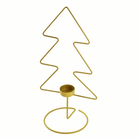 Świecznik choinka tealight metal złoty 33cm Home And Garden (0127) Home And Garden