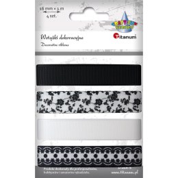 Wstążka Craft-Fun Series zestaw 16x4 [mm x m] biało-czarna Titanum (S1804-5) Titanum