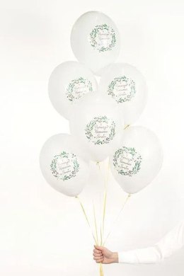 Balon gumowy Pierwsza Komunia Święta (1 op. / 6 szt.) biały 300mm Partydeco (SB14P-332-000-6) Partydeco