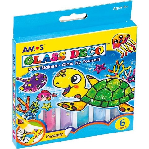 Farba do malowania na szkle kolor: mix 10,5ml 6 kolor. Amos (GD10P6) Amos