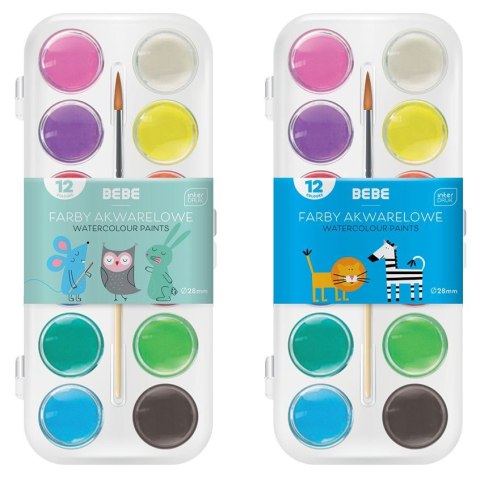 Farby akwarelowe BB KIDS 12 kol 12 kolor. Bebe (5902277327338) Bebe