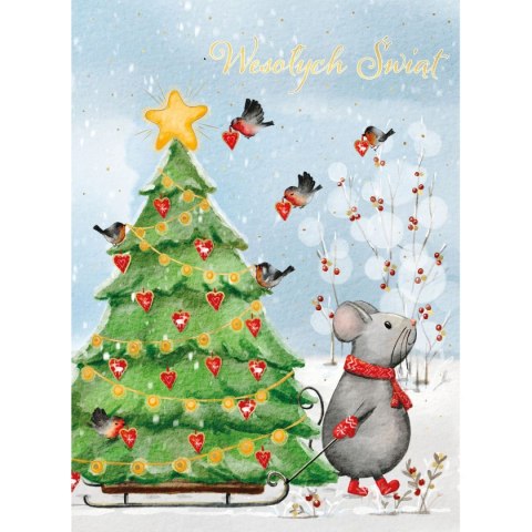 Kartka składana BN CHOINKA NA SANKACH B6 Henry (5905701480616) Henry