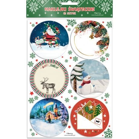 Naklejka (nalepka) Prezentowe Mikołaj z elfami Henry (5905701485628) Henry
