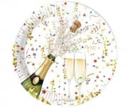 Talerz jednorazowy Szampańska impreza papier śr. 230mm 8 szt Godan (93450) Godan