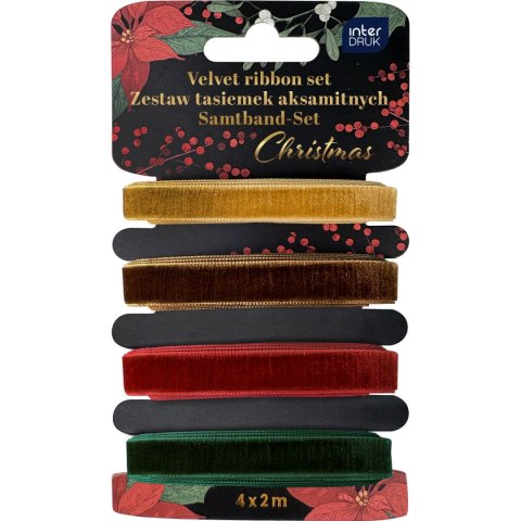 Tasiemka CHRISTMAS AKSAMITNA mix Interdruk (4X2M) Interdruk