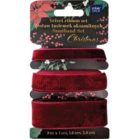 Tasiemka CHRISTMAS AKSAMITNA RED Interdruk (3X2M) Interdruk