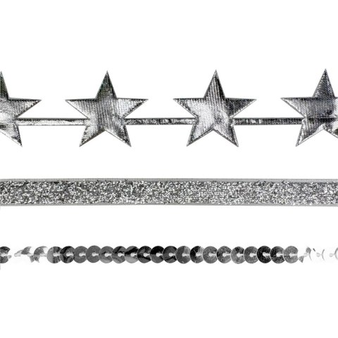 Tasiemka Satin Gold SILVER srebrna Interdruk (3x1m) Interdruk