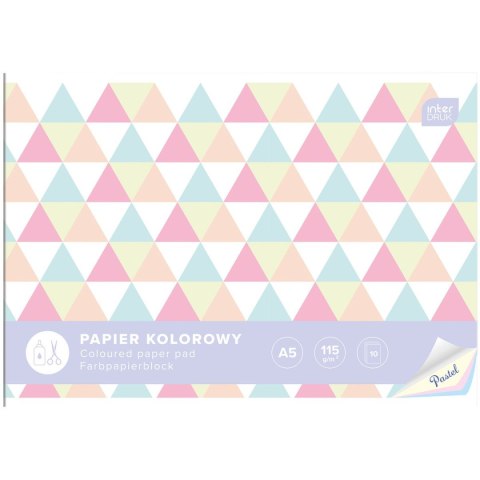 Zeszyt papierów kolorowych PASTEL A5 115g 10k Interdruk Interdruk