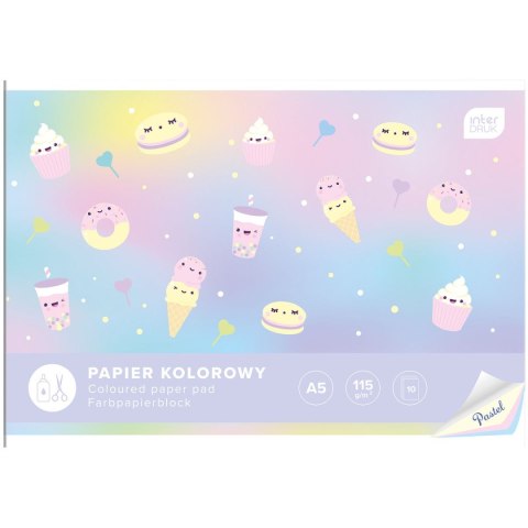 Zeszyt papierów kolorowych PASTEL A5 115g 10k Interdruk Interdruk