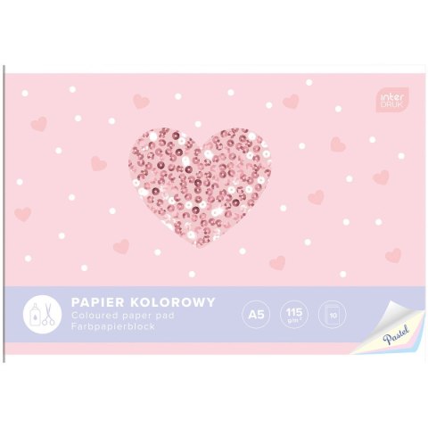 Zeszyt papierów kolorowych PASTEL A5 115g 10k Interdruk Interdruk