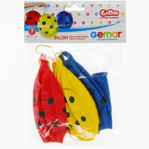 Balon gumowy PREMIUM PIŁKA NOŻNA 3 szt mix 45mm 18cal Godan (GB/PG07) Godan