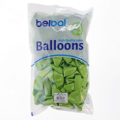 Balon gumowy metalizowany 100 szt zielony jasny metaliczny 12cal Partydeco (078) Partydeco