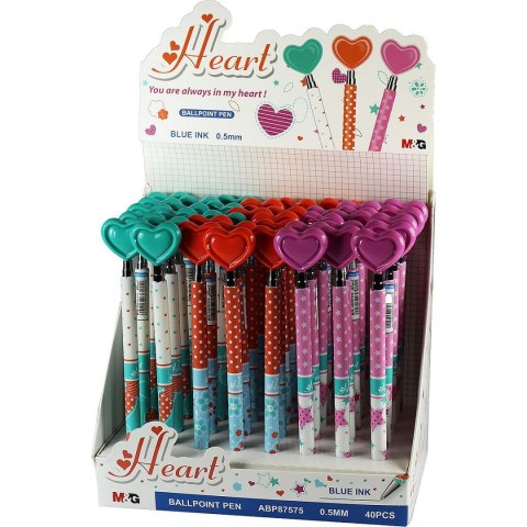 Długopisy automatyczne Heart ABP87575 M&G 0,5 mm niebieski wkład M&G