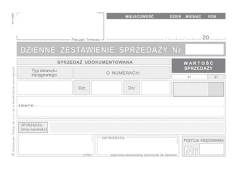Druk offsetowy dzienne zestawienie sprzedaży A6 50k. Michalczyk i Prokop (K-14) Michalczyk i Prokop