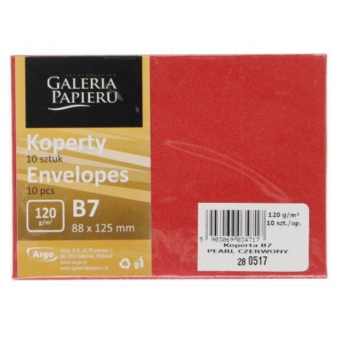 Koperta pearl czerwona p B7 perłowy czerwony Galeria Papieru (280517) 10 sztuk Galeria Papieru