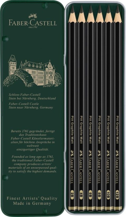 Ołówek artystyczny Pitt Graphite Matt 6 szt (różne) Faber Castell (115207 FC) Faber Castell
