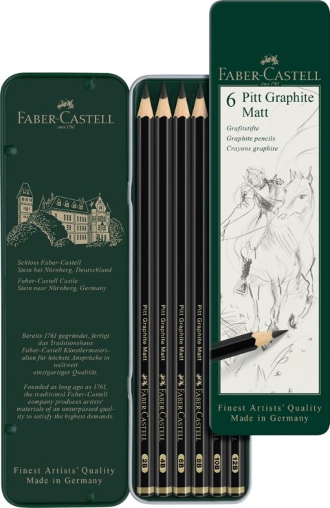 Ołówek artystyczny Pitt Graphite Matt 6 szt (różne) Faber Castell (115207 FC) Faber Castell