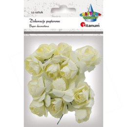 Ozdoba papierowa Craft-Fun Series Różyczki papierowe na druciku jasnokremowe Titanum (ZH-001) Titanum