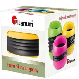 Pojemnik na długopisy Titanum żółty Ø6,2 cm wys. 8-10 cm Titanum