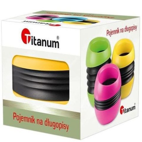 Pojemnik na długopisy Titanum żółty Ø6,2 cm wys. 8-10 cm Titanum