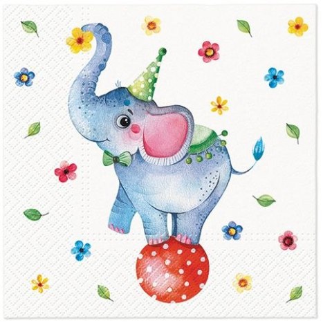Serwetki Lunch Circus Elephant mix nadruk bibuła [mm:] 330x330 Paw (SDL135600) Paw