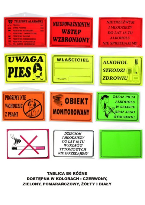 Tabliczka informacyjna [mm:] 125x176 Zbimar (B6) Zbimar