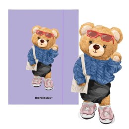 Teczka kartonowa na gumkę Teddies& Misia A4 fioletowy 270g Narcissus Narcissus