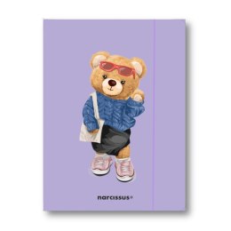Teczka kartonowa na gumkę Teddies& Misia A4 fioletowy 270g Narcissus Narcissus