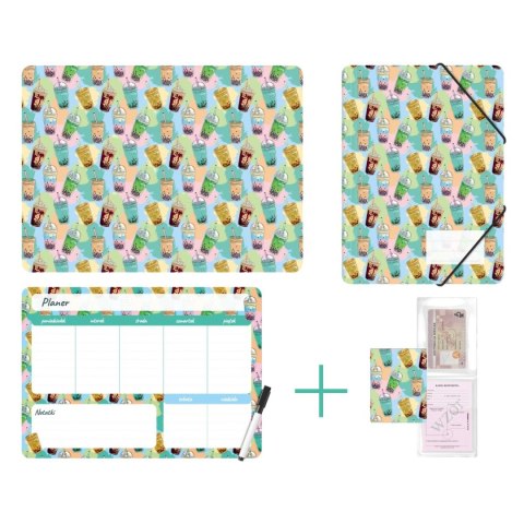 Zestaw szkolny Bubble tea 4 el. Biurfol (KPL-NADRUK-01-37) Biurfol