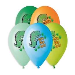 Balon gumowy Premium Hel Lets Dino Party 13 cali/5 szt. mix 13cal Godan (GS120/854) Godan