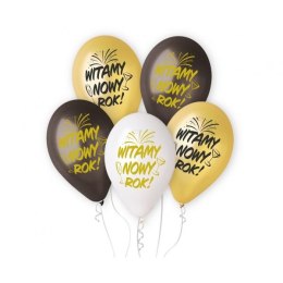 Balon gumowy Witamy Nowy Rok 5szt. mix 330mm 13cal Godan (GMS120/WNR) Godan