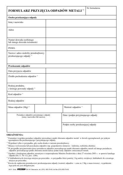 Druk samokopiujący A5 100k. Stolgraf (M51) Stolgraf