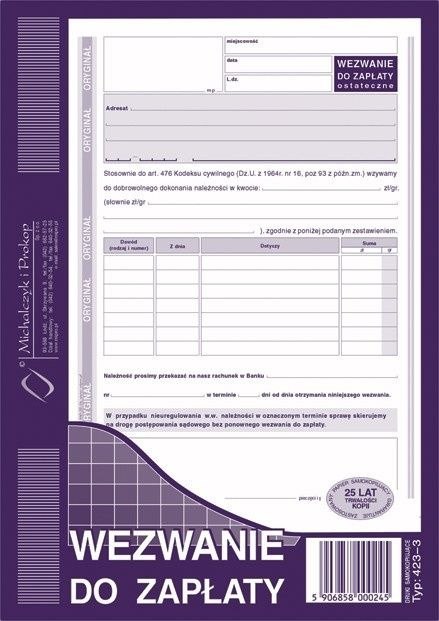 Druk samokopiujący S o/1k A5 80k. Michalczyk i Prokop (423-3) Michalczyk i Prokop