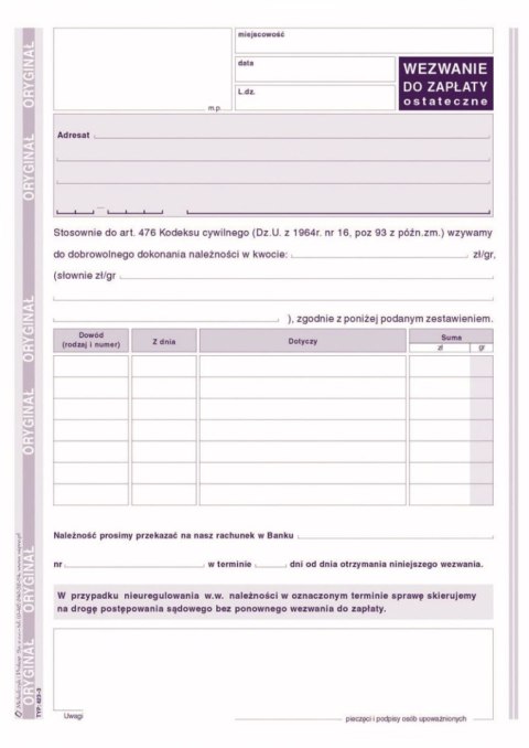 Druk samokopiujący S o/1k A5 80k. Michalczyk i Prokop (423-3) Michalczyk i Prokop