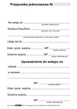 Druk samokopiujący przepustka wstępu jednorazowa A6 100k. Stolgraf (K96) Stolgraf